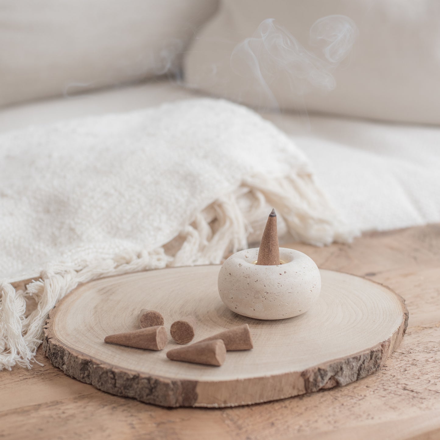 Travertine Incense Cone Burner