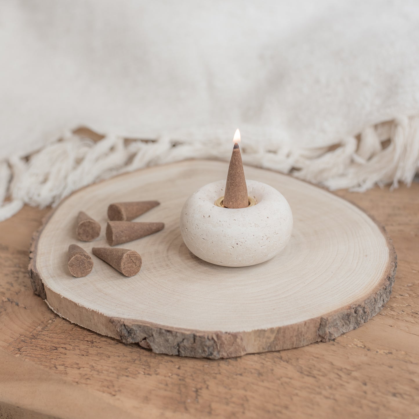 Travertine Incense Cone Burner