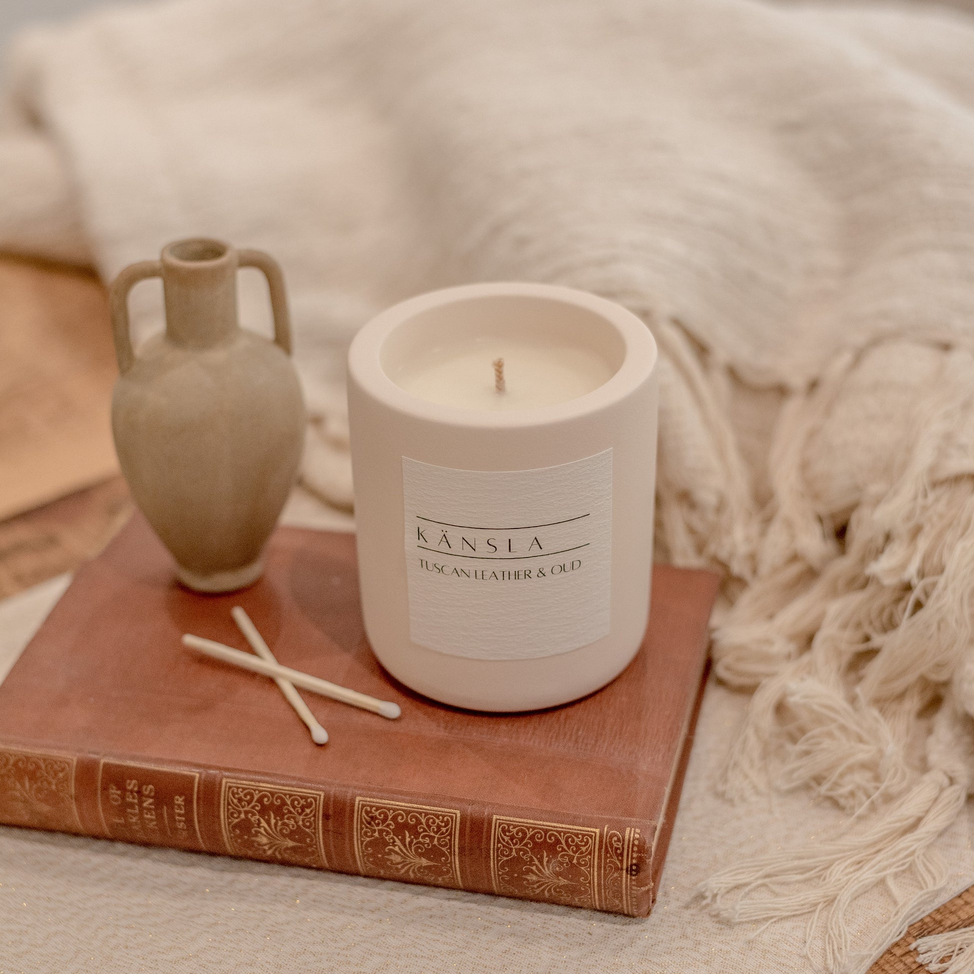 Tuscan cheap leather candle